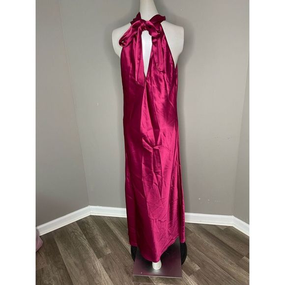 GALVAN Satin Halter Neck Dress Size FR42 (10 US) $1095 - Picture 5 of 7